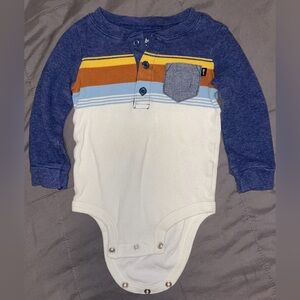 OshKosh B'gosh Blue and White Striped Bodysuit